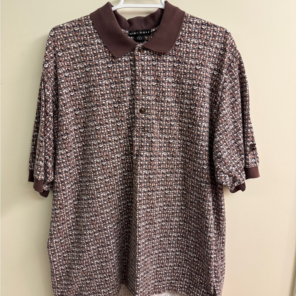 Nike Gold Men's Patterned Polo Shirt